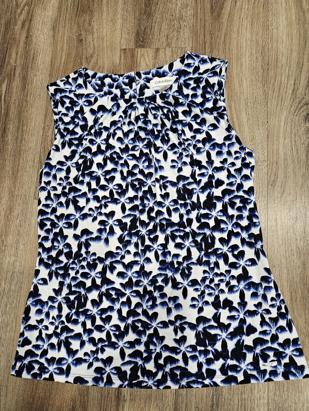 Calvin Klein Blue Floral Sleeveless Shell Top
